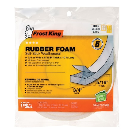 Frost King Frost King White Rubber Foam Weather Seal For Doors and Windows 10 ft. L X 0.32 in. R534WH